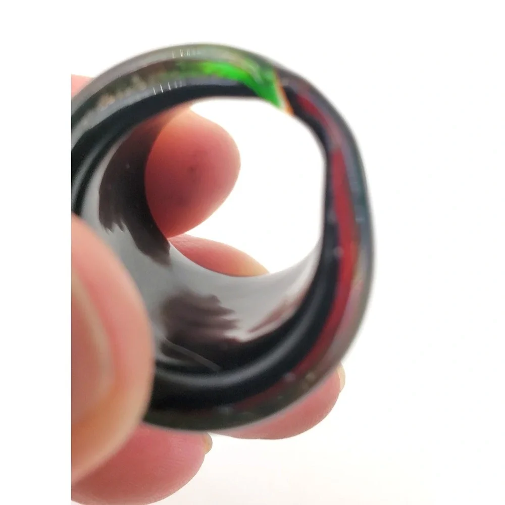Handcrafted Dichroic Art Glass Ring Galaxy Orbit Wide Band Size 7.5